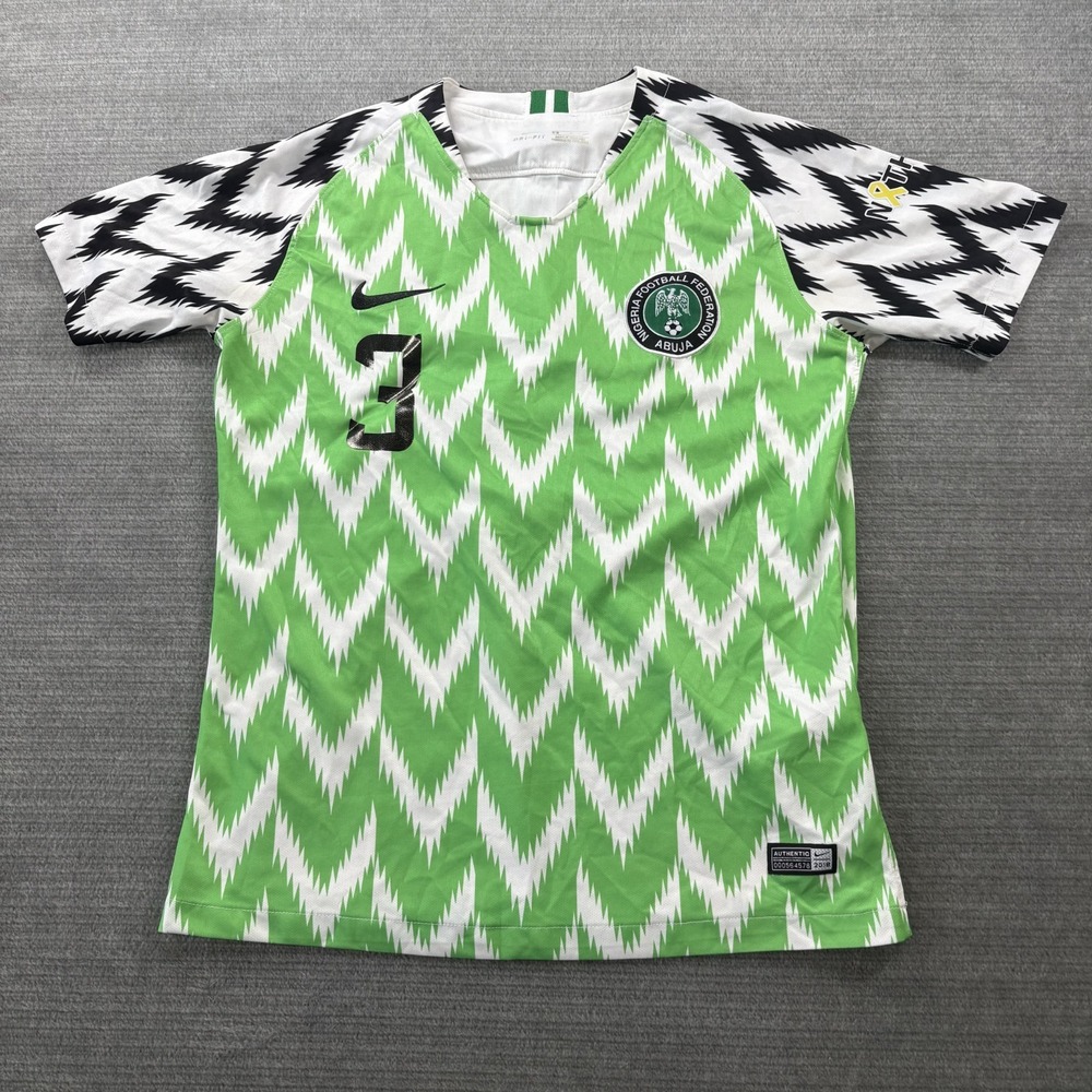 Nigeria Soccer Jersey 2018 Nike Mens Home Green Size S #3 Slim Fit